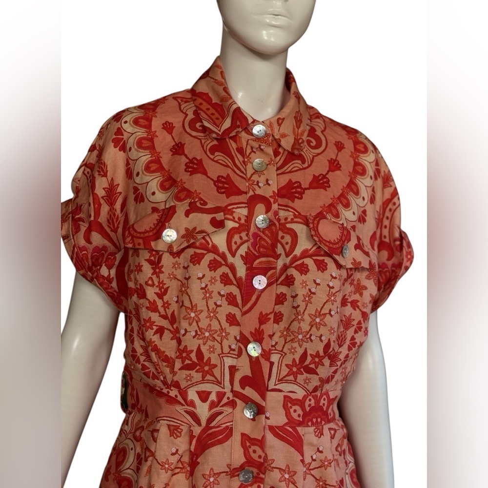 Farm Rio Jaipur Floral Paisley Linen Romper Size Medium - Picture 6 of 15